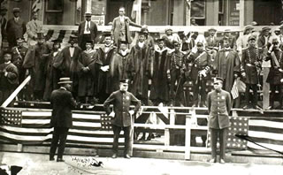 Garvey and Delegation Watching U.N.I.A. Parade