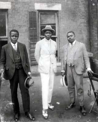 Marcus Garvey with Prince Kojo Tavalou-Houenou of Dahomey and George O. Marke